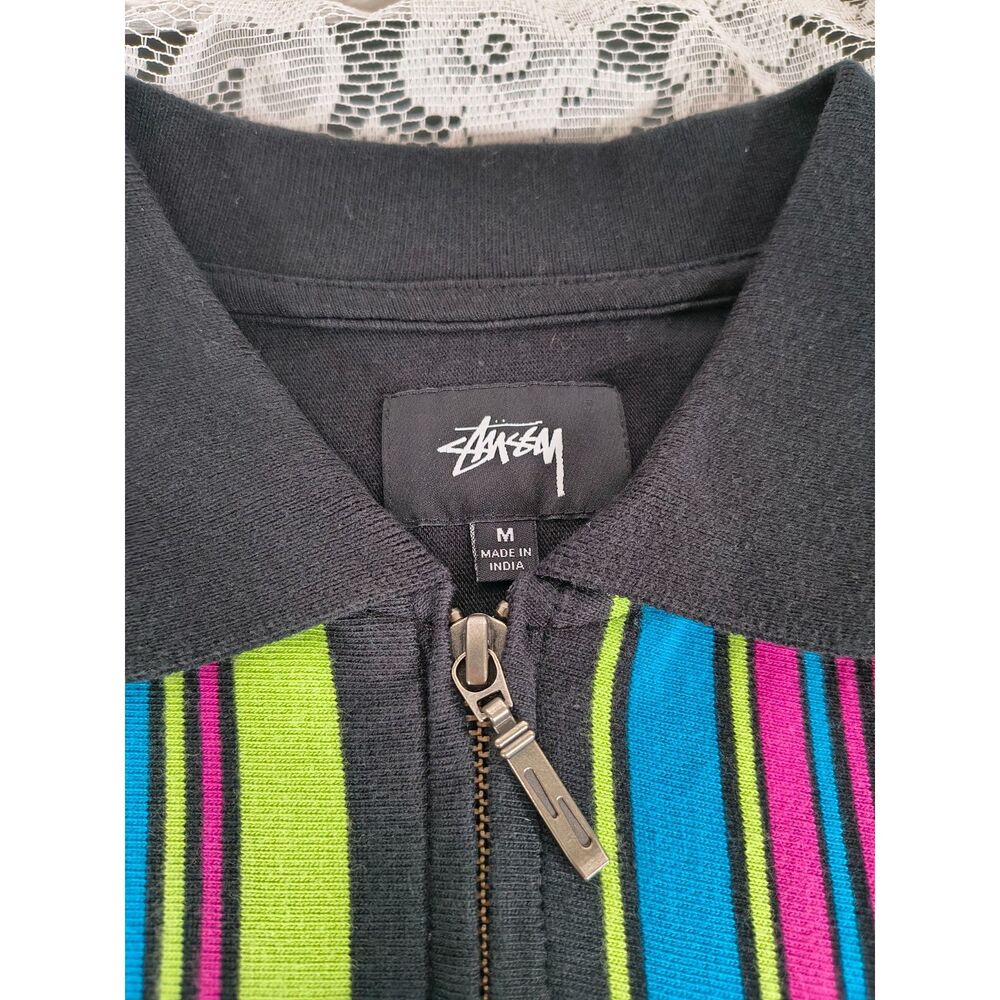 Colorful Striped Full Zip Collared Jacket - Picture 6 of 11